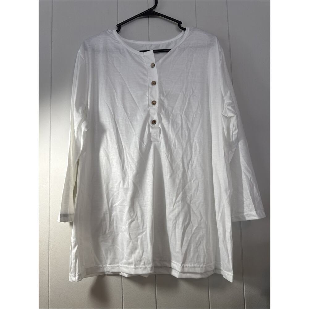 Pausus Button Down White 2XL Long Sleeve Shirt New DD2 With Brown Buttons